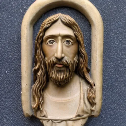 Prompt: holy roman chalkware Jesus bust antique painted sacred Catholic