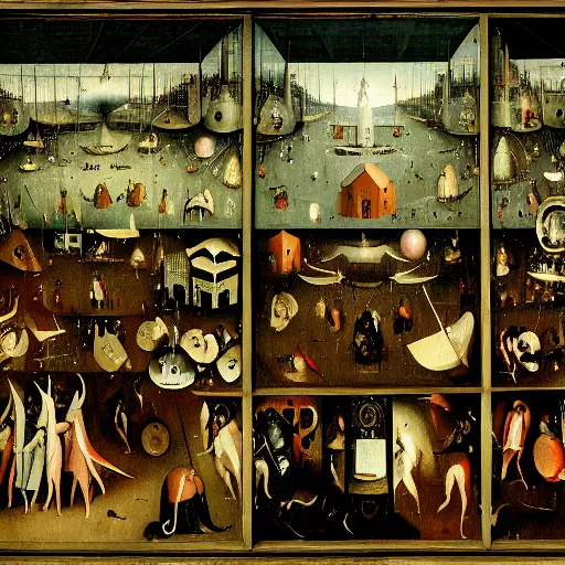 Image similar to wall street trading floor by hieronymus bosch