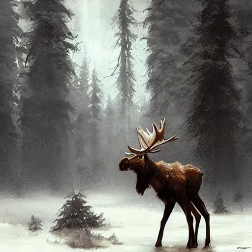 Image similar to bipedal moose by greg rutkowski