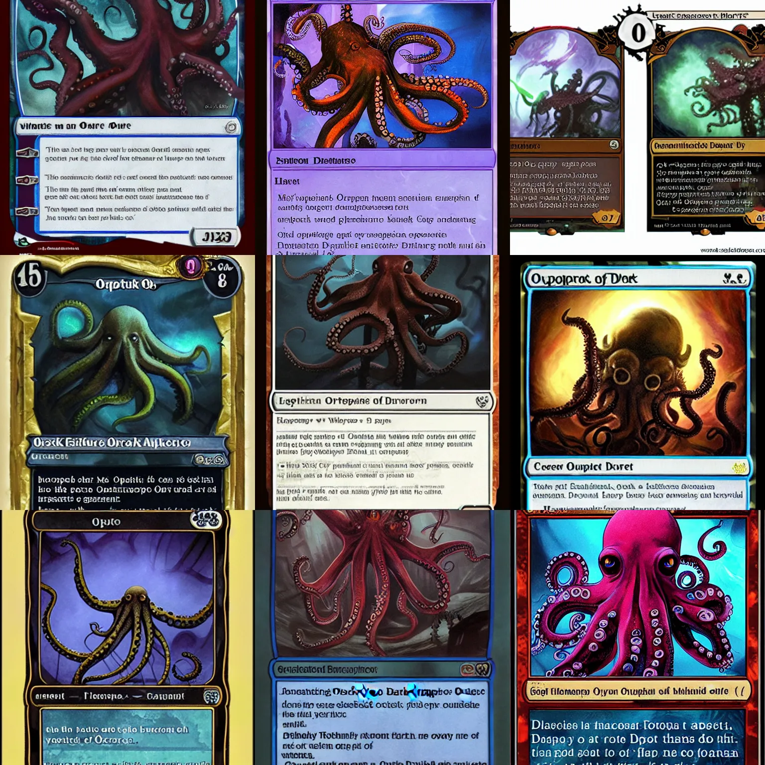 Prompt: octopus of dark destiny, a magic : the gathering card
