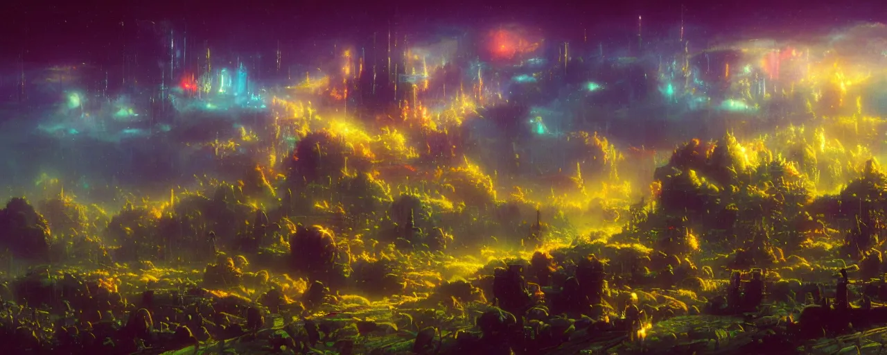 Image similar to ” heaven, [ by paul lehr, cinematic, detailed, epic, widescreen, opening, establishing, mattepainting, photorealistic, realistic textures, octane render ] ”