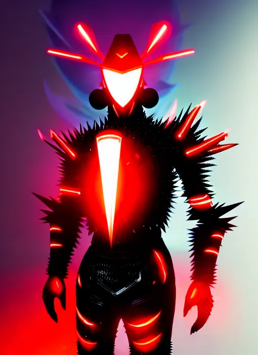 Prompt: a striking cinematic full body manga portrait of a black haired teenager wearing imposing red jagged spiked armour and glowing with red energy by hirohiko araki and beeple, fine details, digital art, character concept art, volumetric lighting, cinematic light, photorealistic