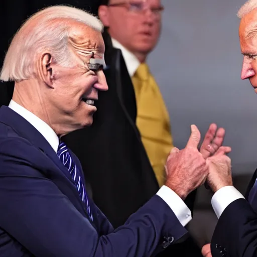 Prompt: Joe Biden meeting Dark Brandon, Love Craftian monster beyond human comprehension