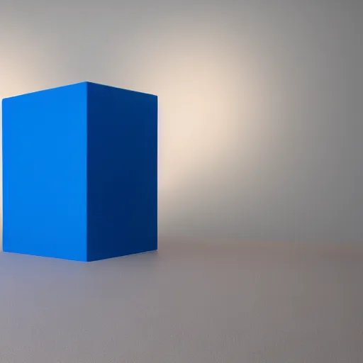 Prompt: one blue cube and one orange cube, 3 3 8 8, studio light, studio photo, 7 9 9 7, octane render