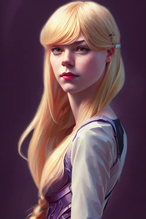 Prompt: gwen stacy, fantasy, portrait, sharp focus, intricate, elegant, digital painting, artstation, matte, highly detailed, concept art, illustration, ambient lighting, art by ilya kuvshinov, artgerm, Alphonse mucha, and Greg Rutkowski