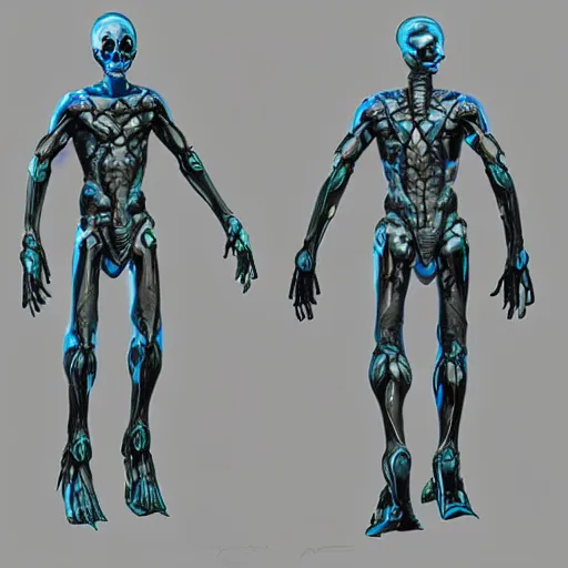 Image similar to average terran, humanoid, had slender limbs, hairless skull, high forehead, artstation