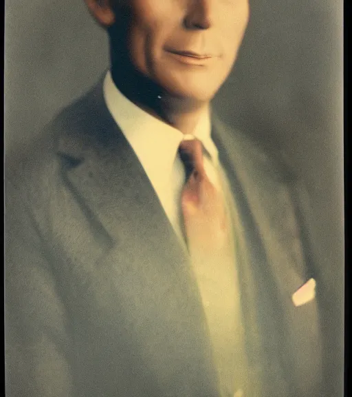 Image similar to portrait of a man in a suit with pitch black head, vintage technicolor film photo, grainy, high detail, high resolution