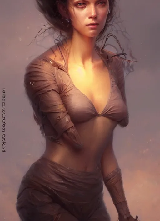 Prompt: Highly detailed portrait of a woman with a 1-foot long neck, fantasy art by Greg Rutkowski, Stanley Artgerm, Tom Bagshaw, global illumination, radiant light, detailed and intricate