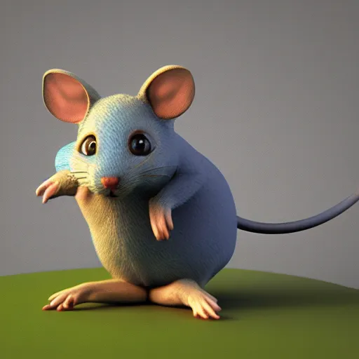 Image similar to a blue and yellow mouse standing on its hind legs, a 3 d render by wendy froud, cg society contest winner, furry art, rendered in maya, rendered in cinema 4 d, vray