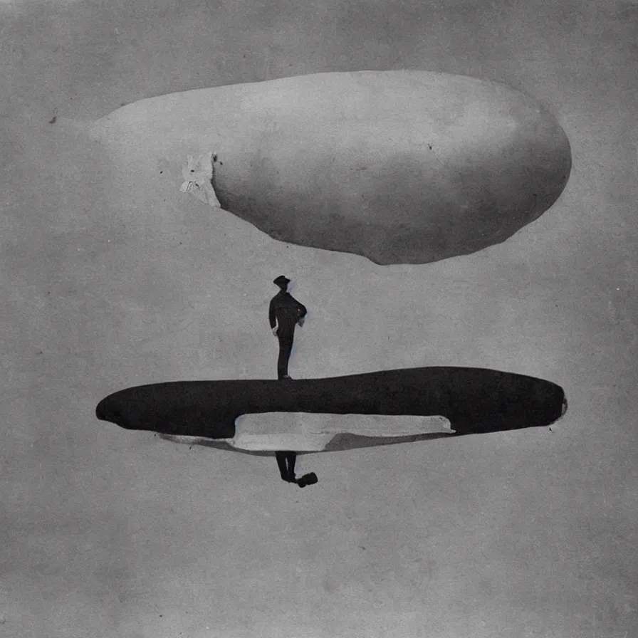 Image similar to “1920s floating blimp shaped like a cat”