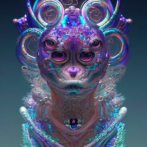 Image similar to iridescent opalescent animal, bioluminescent : by michal karcz, daniel merriam, victo ngai and guillermo del toro : ornate, dynamic, particulate, intricate, elegant, highly detailed, centered, artstation, smooth, sharp focus, octane render