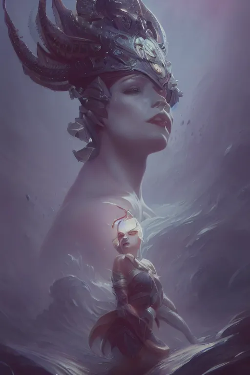 Image similar to sea queen, mysterious, highly detailed, digital painting, artstation, concept art, smooth, sharp focus, illustration, unreal engine 5, 8 k, art by sakimichan and greg rutkowski and edgar maxence