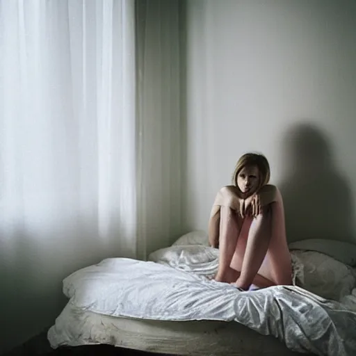 Image similar to A photo of a woman posing in her bedroom by Marat Safin