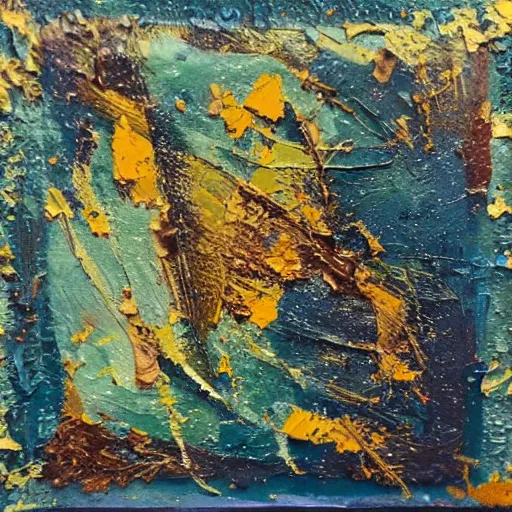 Prompt: oil paint impasto relief, beautiful very rough sea, multi layered thick brush marks, some splattered paint, in the style of ivan shishkin and frank auerbach and van gogh and rene lalique