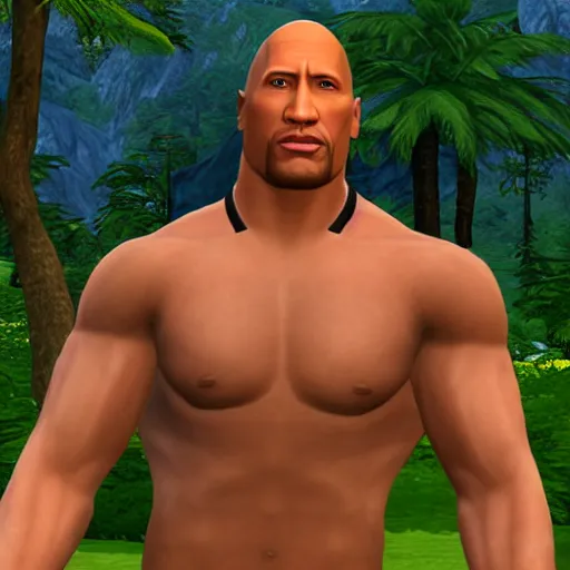 Dwayne Johnson as a Sim in the Sims 4