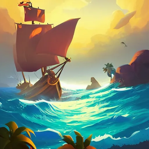 Image similar to painting treasure on sea of thieves game smooth median photoshop filter cutout vector, behance hd by jesper ejsing, by rhads, makoto shinkai and lois van baarle, ilya kuvshinov, rossdraws global illumination