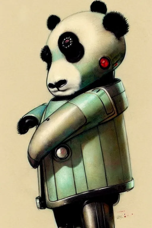 Prompt: ( ( ( ( ( 1 9 5 0 s retro future robot android panda. muted colors. ) ) ) ) ) by jean - baptiste monge!!!!!!!!!!!!!!!!!!!!!!!!!!!!!!