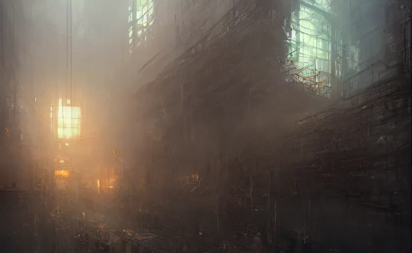 Image similar to Industrial complex, horror sccene,, intricate, elegant, volumetric lighting, digital painting, highly detailed, artstation, sharp focus, illustration, concept art, ruan jia, steve mccurry