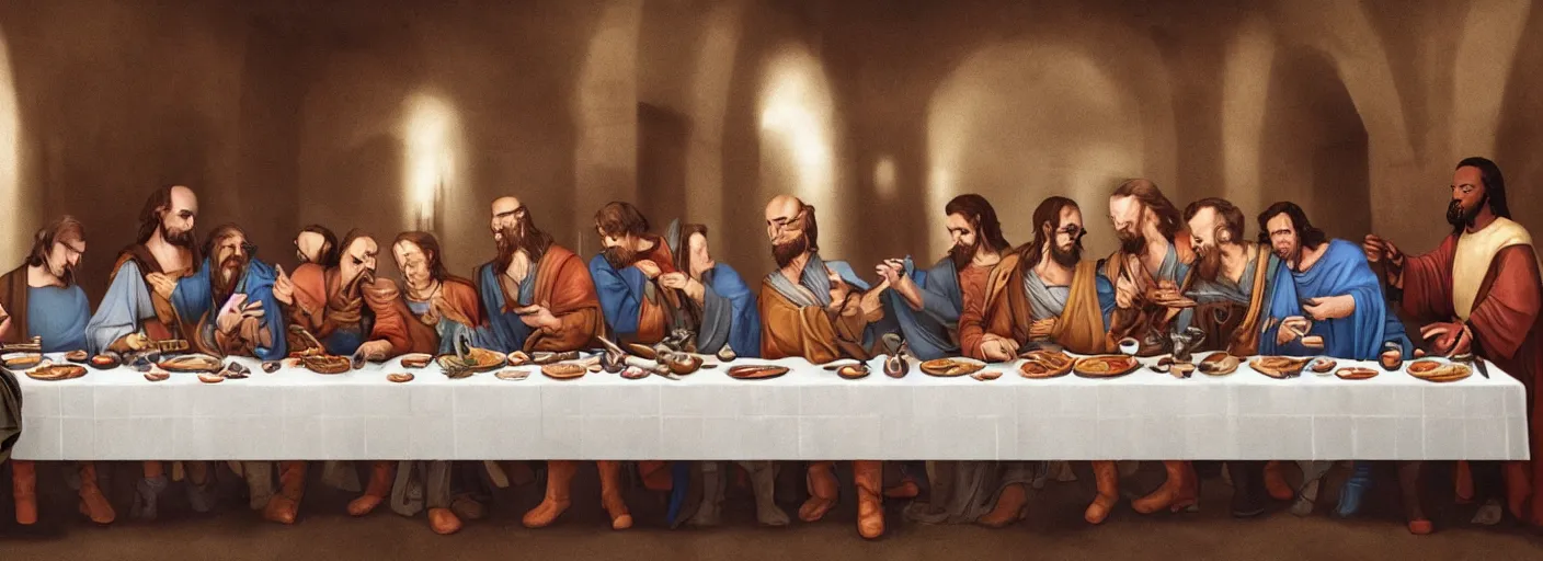 Image similar to the last supper with star wars characters.