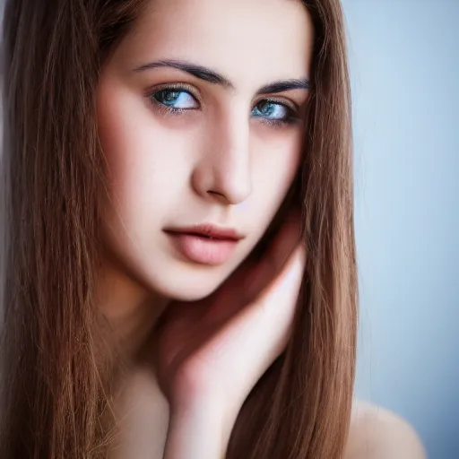 Image similar to photo the most beautiful portrait 20-years-old Greece woman close up, 50mm