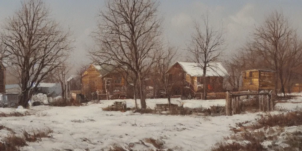 Prompt: oil painting of bishop hill colony illinois by olaf krans