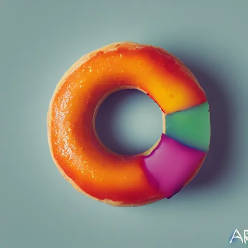 Prompt: Perfectly circular donut!!!!! in the style and shape of a pineapple!!!!!!, blended colors!!!!!, trending on artstation, 4k, 8k, professional photography, overhead shot, 35mm lens