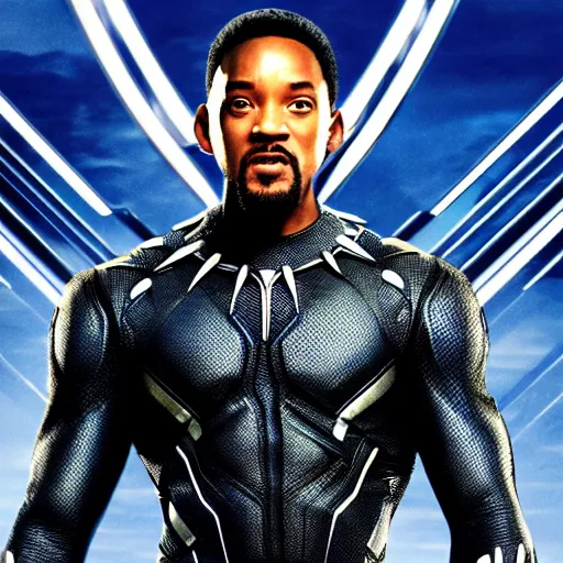 Prompt: Will Smith as Black panther 4K detail
