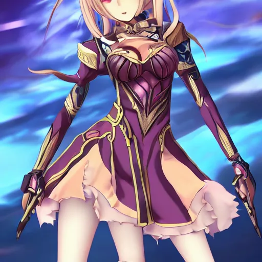 Image similar to full body image of a zerg overlord as high ranked anime girl general, high details, high resolution