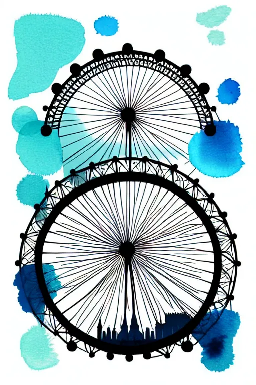 Image similar to minimalist watercolor art of london eye, illustration, vector art