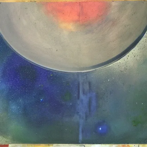 Prompt: Liminal space in outer space painting by Jean Jiraud slightly inspired by Douglas Gordon