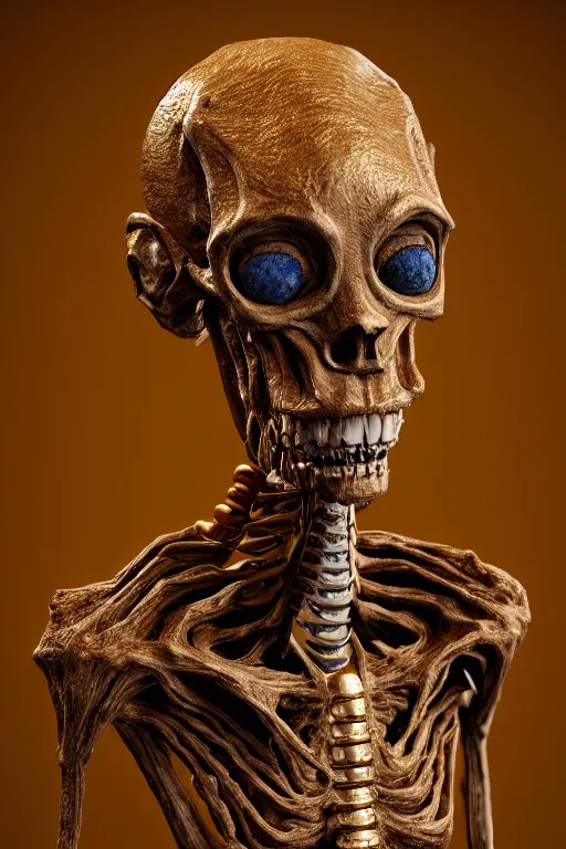 Image similar to A boney thin humanoid with teared viscose clothes wearing a carved mineral mask with tiny mineral and gold incrustations by tom purvis, emil melmoth, zdzislaw, octane render trending on artstation d&d characters, 4k, 8k, HD