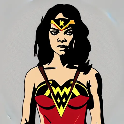 Image similar to portrait of Tessa Thompson as wonderwoman, digital art