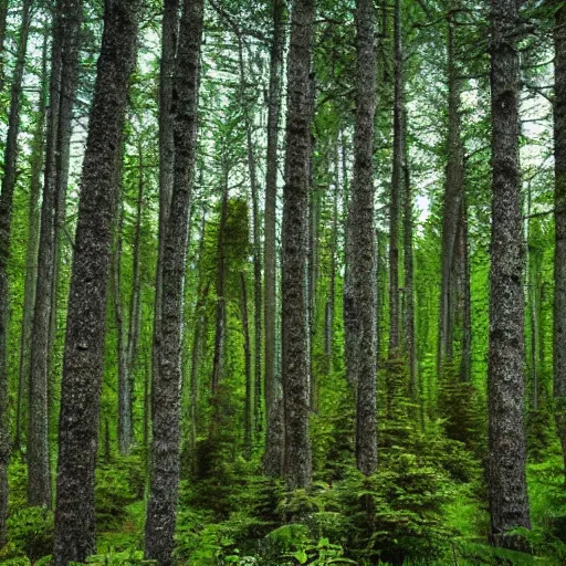 Image similar to Picture of the most beautiful lush green boreal Forest trees