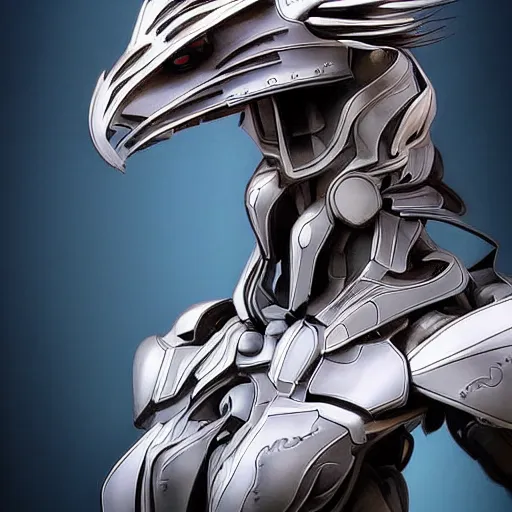 Prompt: stunning bust of a beautiful majestic anthropomorphic humanoid robot mecha female dragon, with smooth and streamlined armor, standing and posing elegantly, well detailed dragon head with epic LED eyes and a warm maw, sharp and dangerous sleek design, two arms, two legs, long tail, beautiful digital art, artstation, DeviantArt, FurAffinity, professional, depth of field, close-up, hd, octane render, sunset lighting