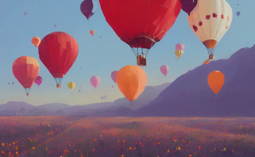 Image similar to flowers as hot air balloons by atey ghailan plein air