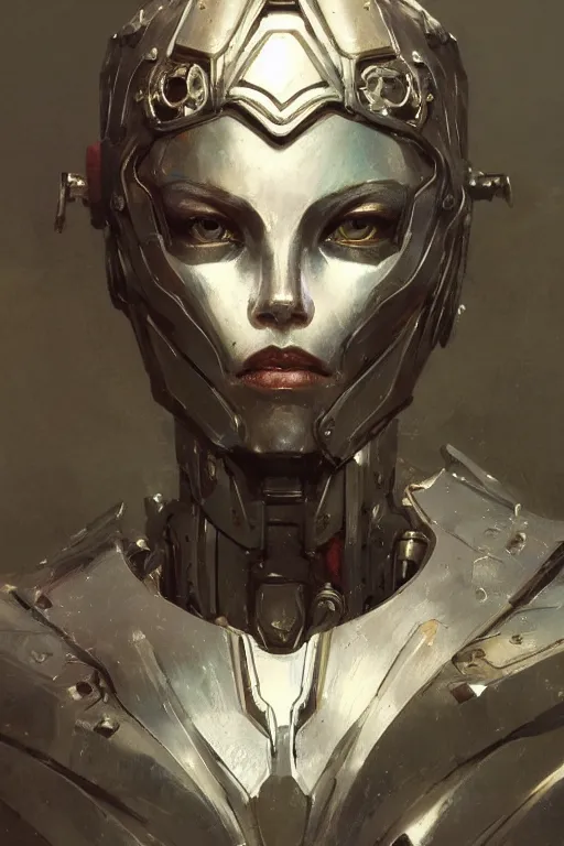 Prompt: portrait girl face metal cyborg armor and metal horse by gaston bussiere, anna nikonova aka newmilky, greg rutkowski, yoji shinkawa, yoshitaka amano, tsutomu nihei, donato giancola, geoffroy thoorens, concept art, trending on artstation, featured on pixiv