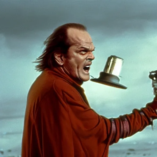 Prompt: Jack Nicholson as Termiantor, scary, evil, action, horror, by Christopher Nolan