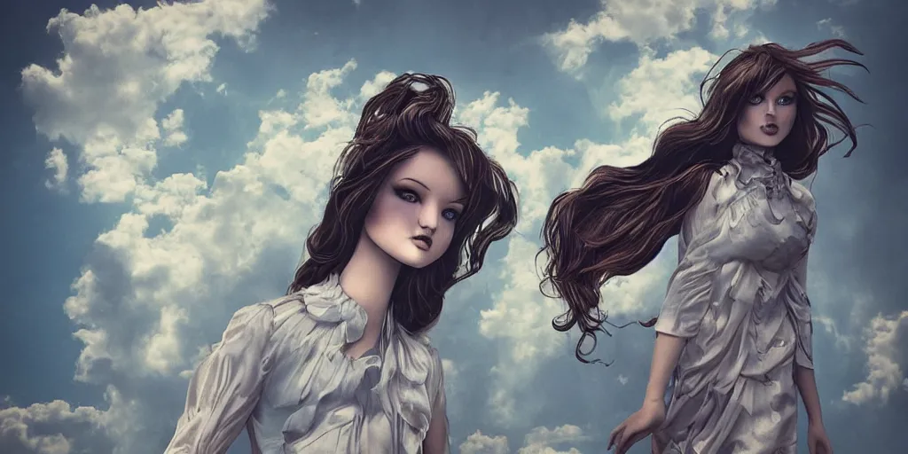 Prompt: Sky doll by Alessandro Barbucci and Barbara Canepa