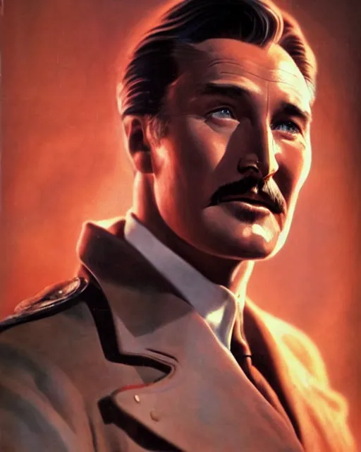Image similar to Errol Flynn as a scientist. 1980s dystopian Soviet Russia, propaganda screens. Unreal engine, fantasy art by Bayard Wu. Faithfully depicted facial expression, perfect anatomy global illumination, radiant light, detailed and intricate environment
