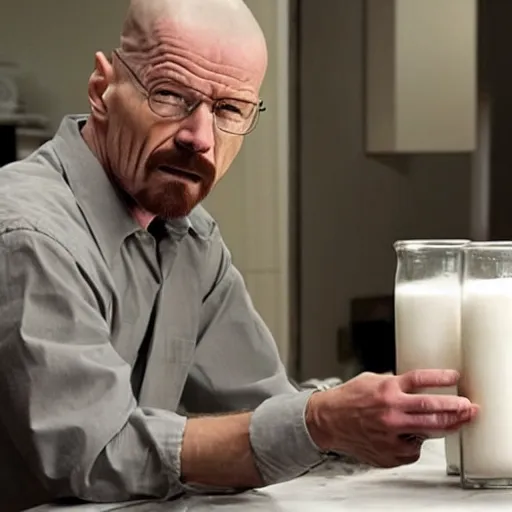 Image similar to walter white drinking milk