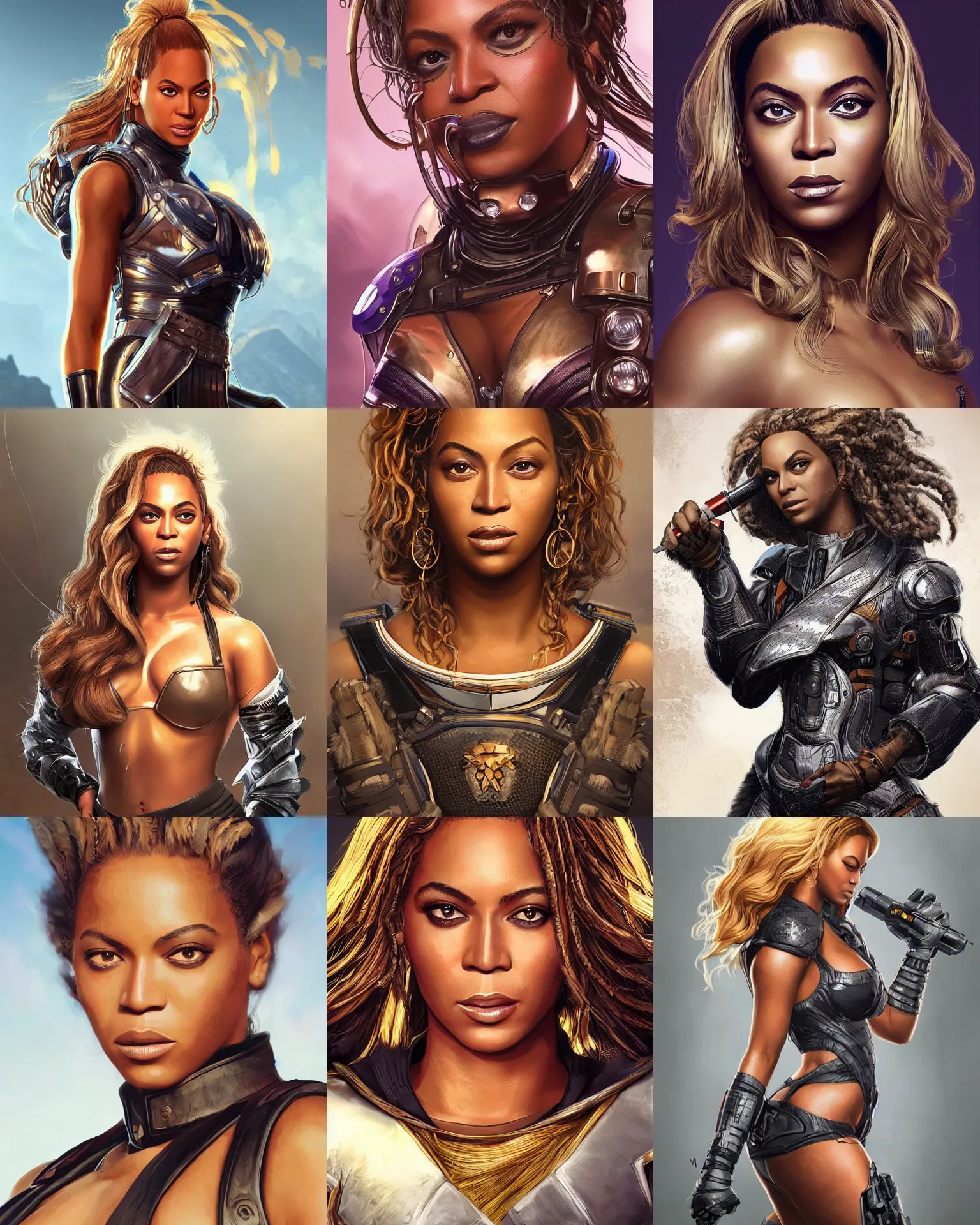 Prompt: Beyonce as an Apex Legends character digital illustration portrait design by, Mark Brooks and Brad Kunkle detailed, gorgeous lighting, wide angle action dynamic portrait