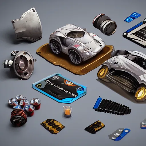 Prompt: car engine, car parts concept, card, comic page, overwatch, ui card, Octane render