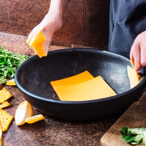 Prompt: person bathing in melted cheese