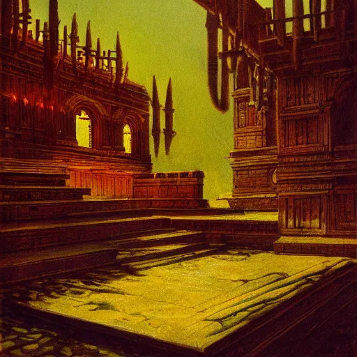 Image similar to menacing secrets of house medici in the style of bruce pennington and jeff easley, 8 k resolution