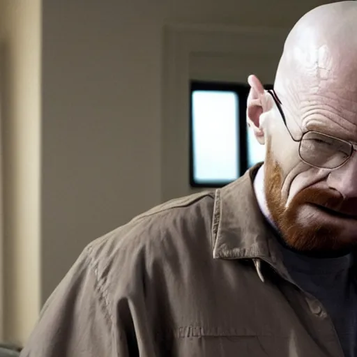 Image similar to walter white kissing jesse pinkman on the lips, hd still from the show breaking bad