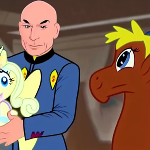 Image similar to Jean Luc Picard starring in My Little Pony