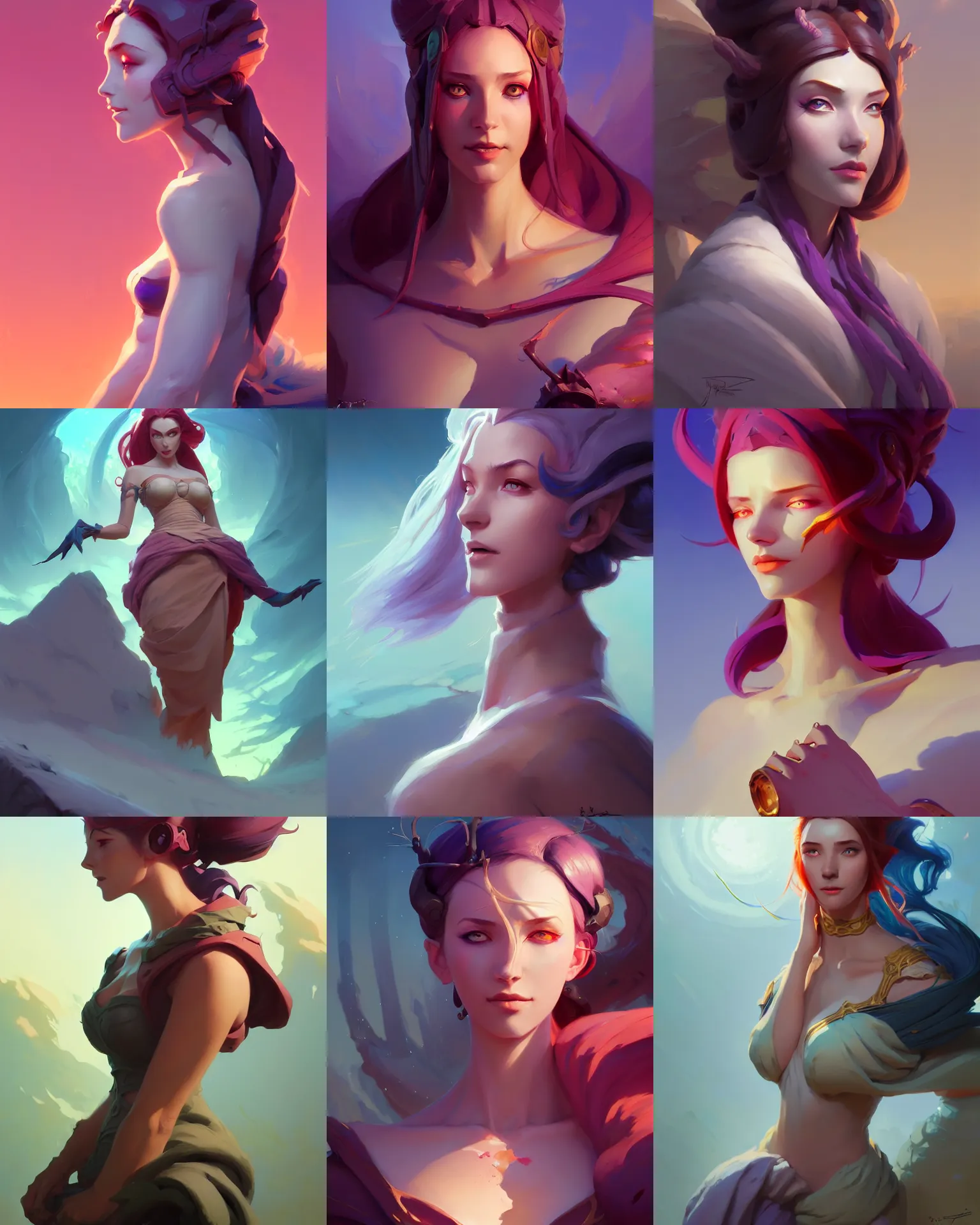 Prompt: painted portrait of young woman, hyperborea, decollete coat fabric cloth, wind sorcerer art nouveau octane render, league of legends, matte painting concept art, official fanart behance hd artstation by jesper ejsing, by rhads and makoto shinkai and loish and ilya kuvshinov and rossdraws