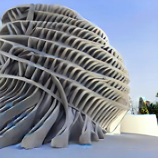 Image similar to 3d printed building, parametric design by zaha hadiid