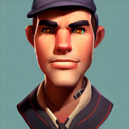 Prompt: portrait of Scout from Team Fortress 2, unreal engine 5, trending on art station, by Valve