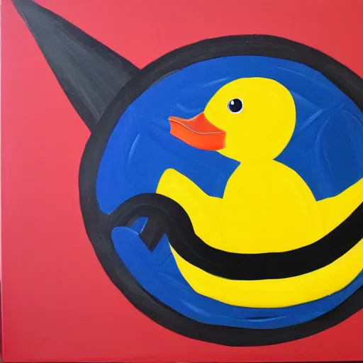 Image similar to rubber duck painting in the style of frank stella